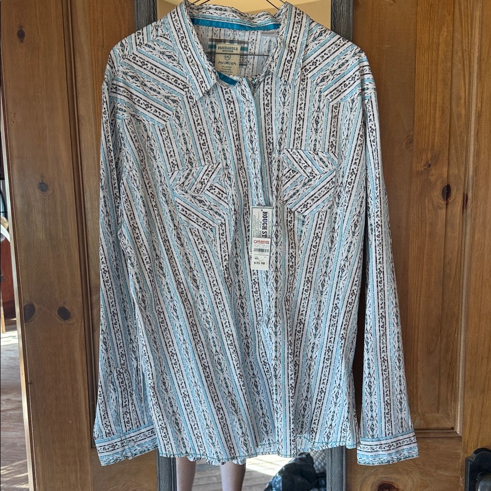 Panhandle Slim Blue and White Button Down Shirt